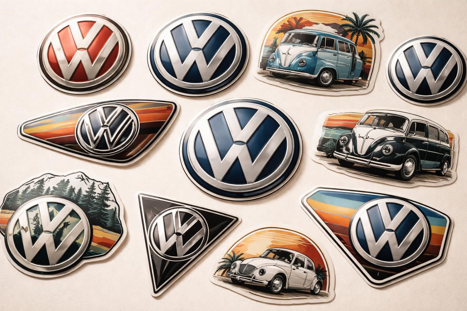 explorez notre sélection exclusive d'autocollants volkswagen d'origine, disponibles en différents modèles pour personnaliser votre véhicule avec style et authenticité.