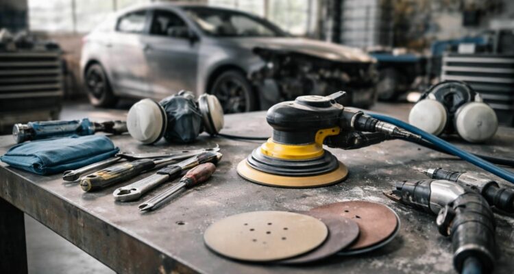 découvrez les ponceuses de carrossier, des outils indispensables pour un travail de finition parfait en atelier de carrosserie automobile.