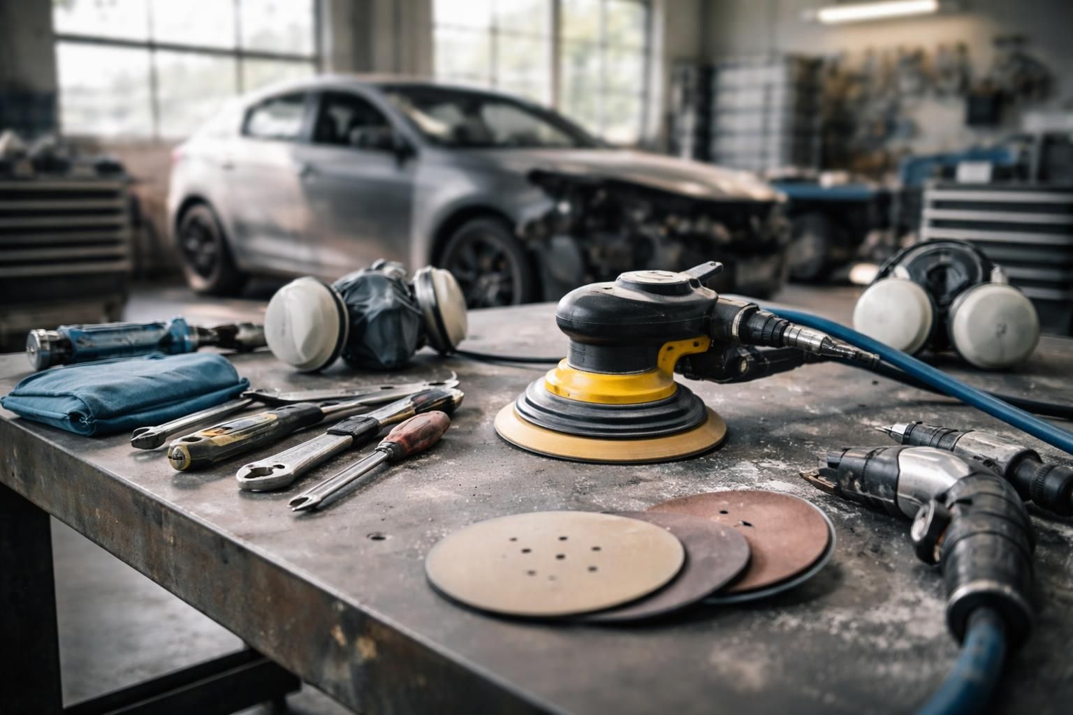 découvrez les ponceuses de carrossier, des outils indispensables pour un travail de finition parfait en atelier de carrosserie automobile.