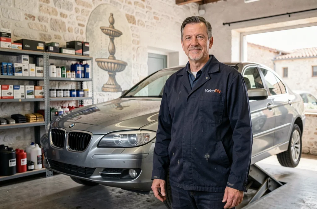Mécanicien professionnel dans l'atelier du Garage des Fontaines à Pernes-les-Fontaines, spécialiste multimarque